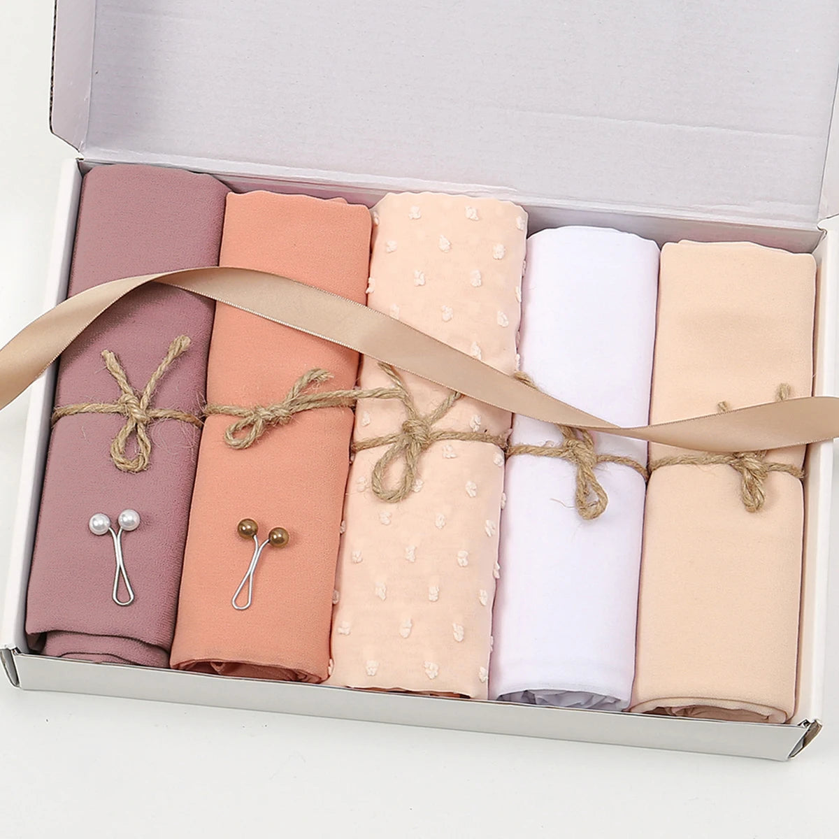 Premium 5 pair Women Muslim Hijab Cotton Solid Color Ladies Gift Set
