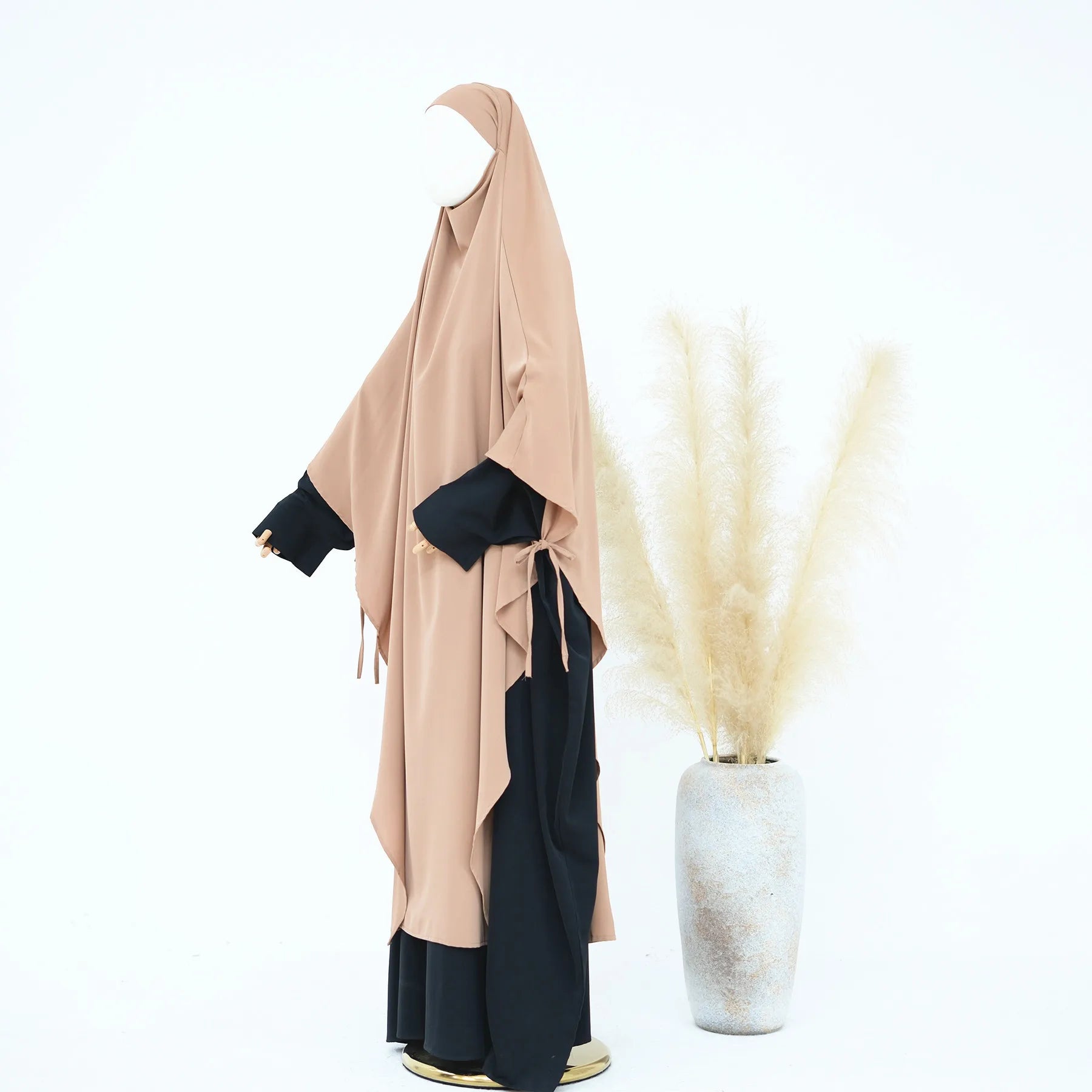 Premium Hijabi Extra-long Khimar  (No Dress), Islamic Prayer Abaya, Ties at Sleeves