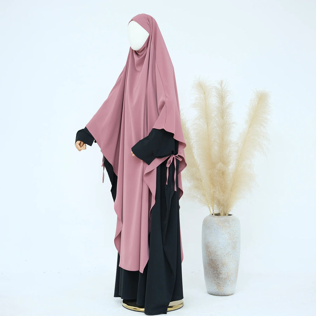 Premium Hijabi Extra-long Khimar  (No Dress), Islamic Prayer Abaya, Ties at Sleeves
