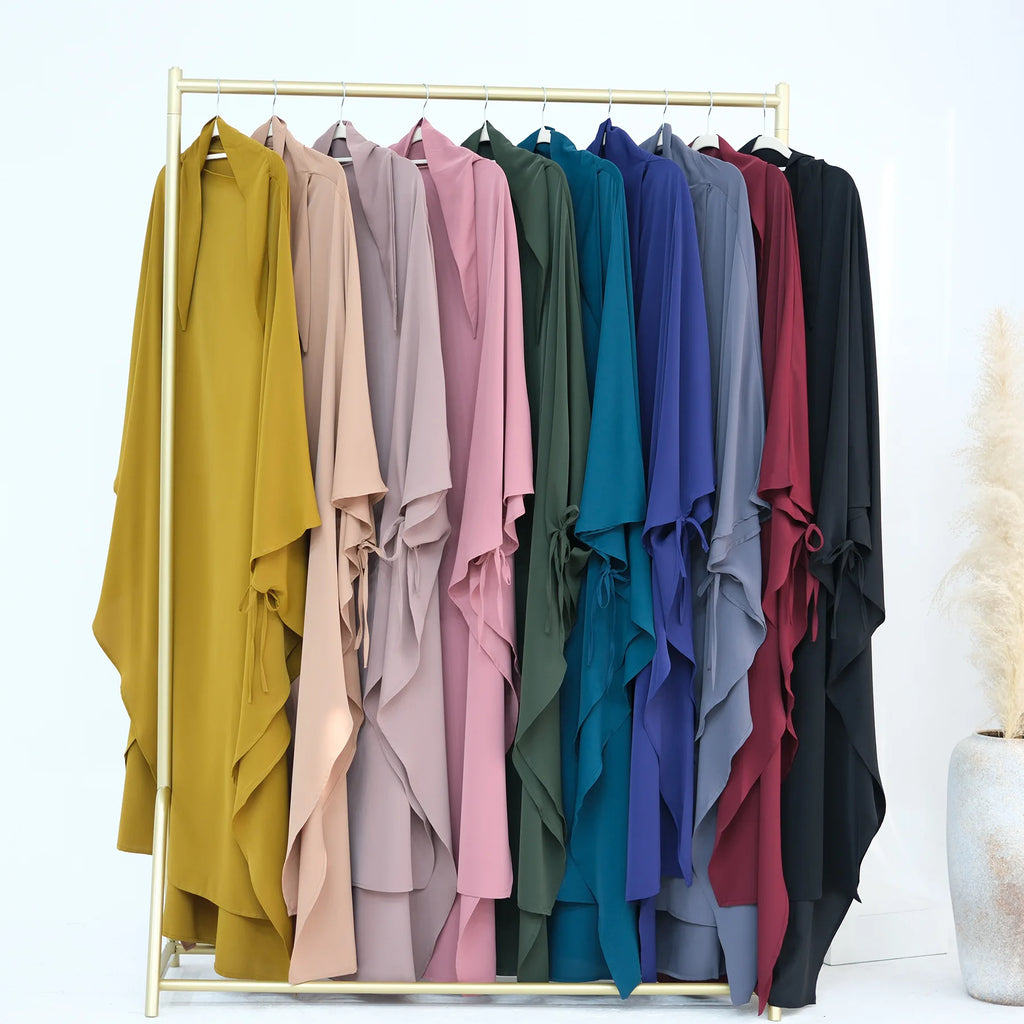 Premium Hijabi Extra-long Khimar  (No Dress), Islamic Prayer Abaya, Ties at Sleeves