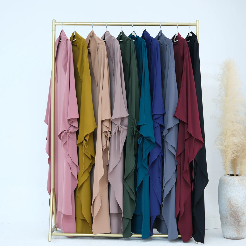 Premium Hijabi Extra-long Khimar  (No Dress), Islamic Prayer Abaya, Ties at Sleeves