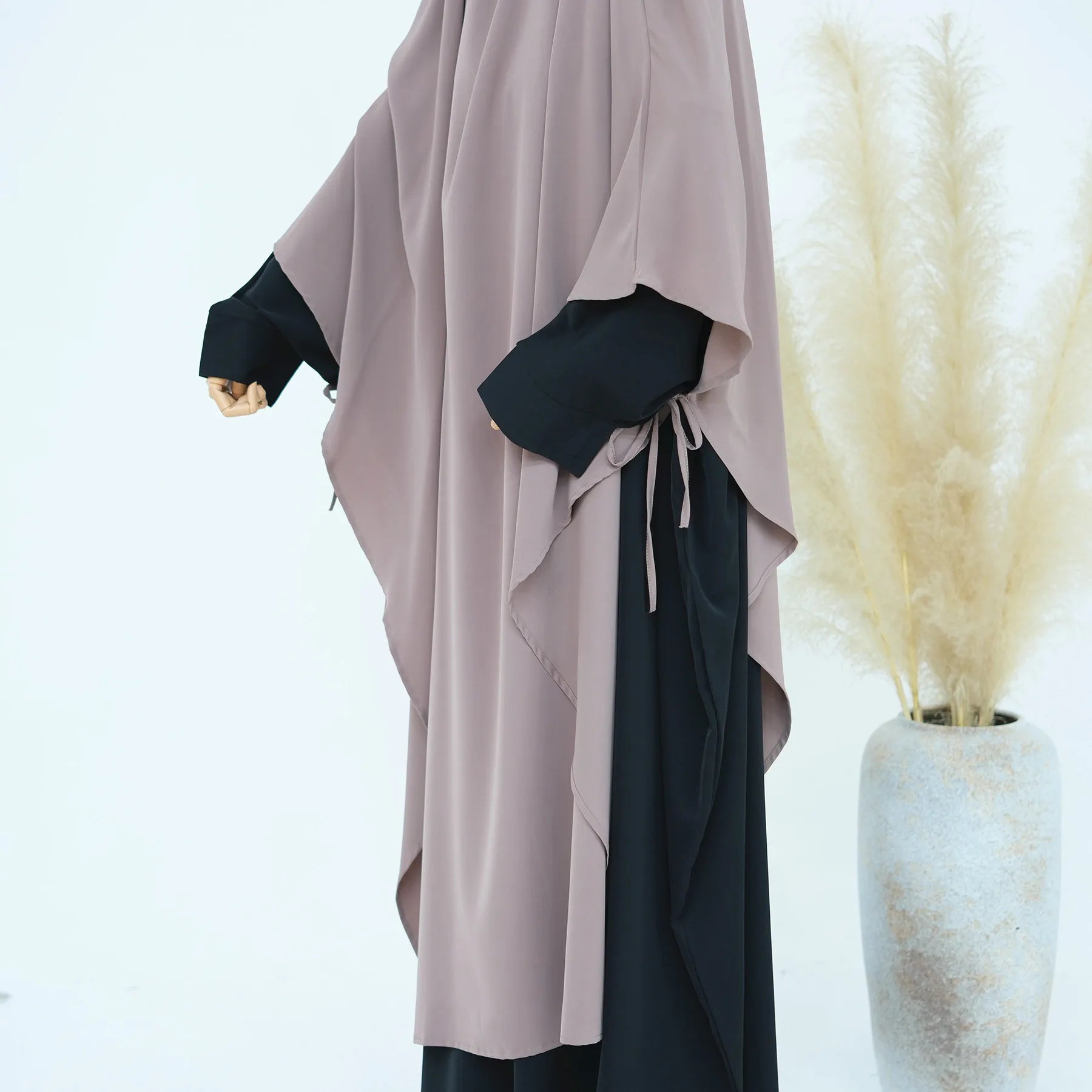 Premium Hijabi Extra-long Khimar  (No Dress), Islamic Prayer Abaya, Ties at Sleeves
