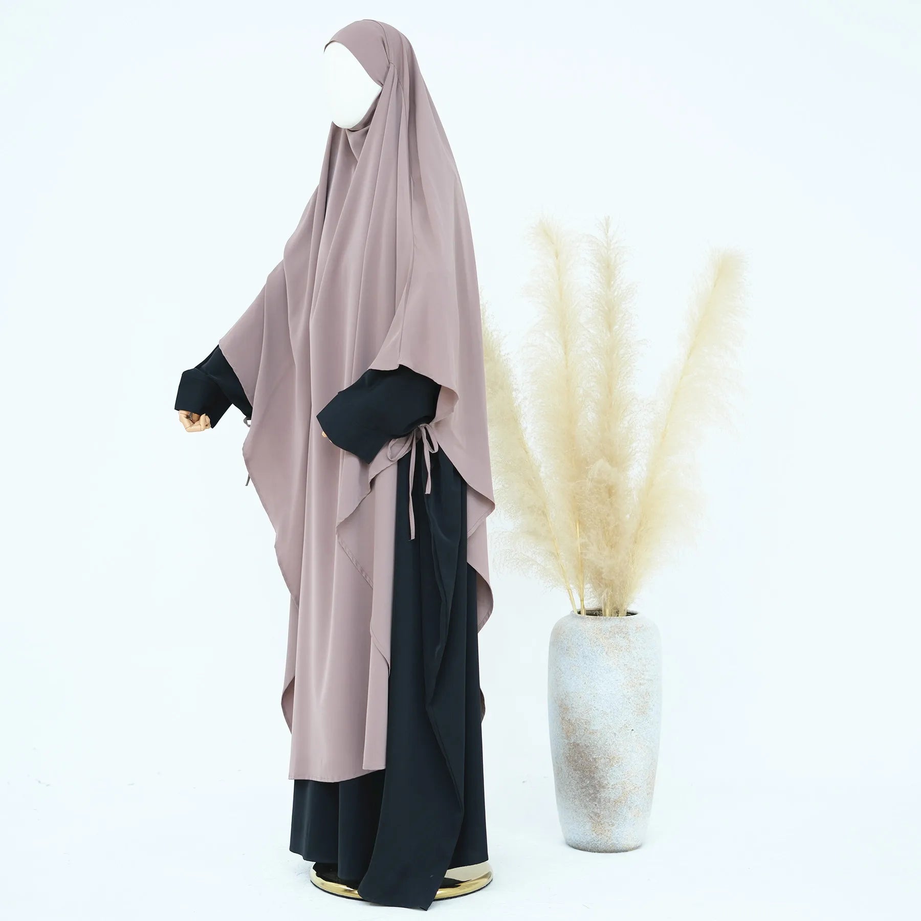 Premium Hijabi Extra-long Khimar  (No Dress), Islamic Prayer Abaya, Ties at Sleeves
