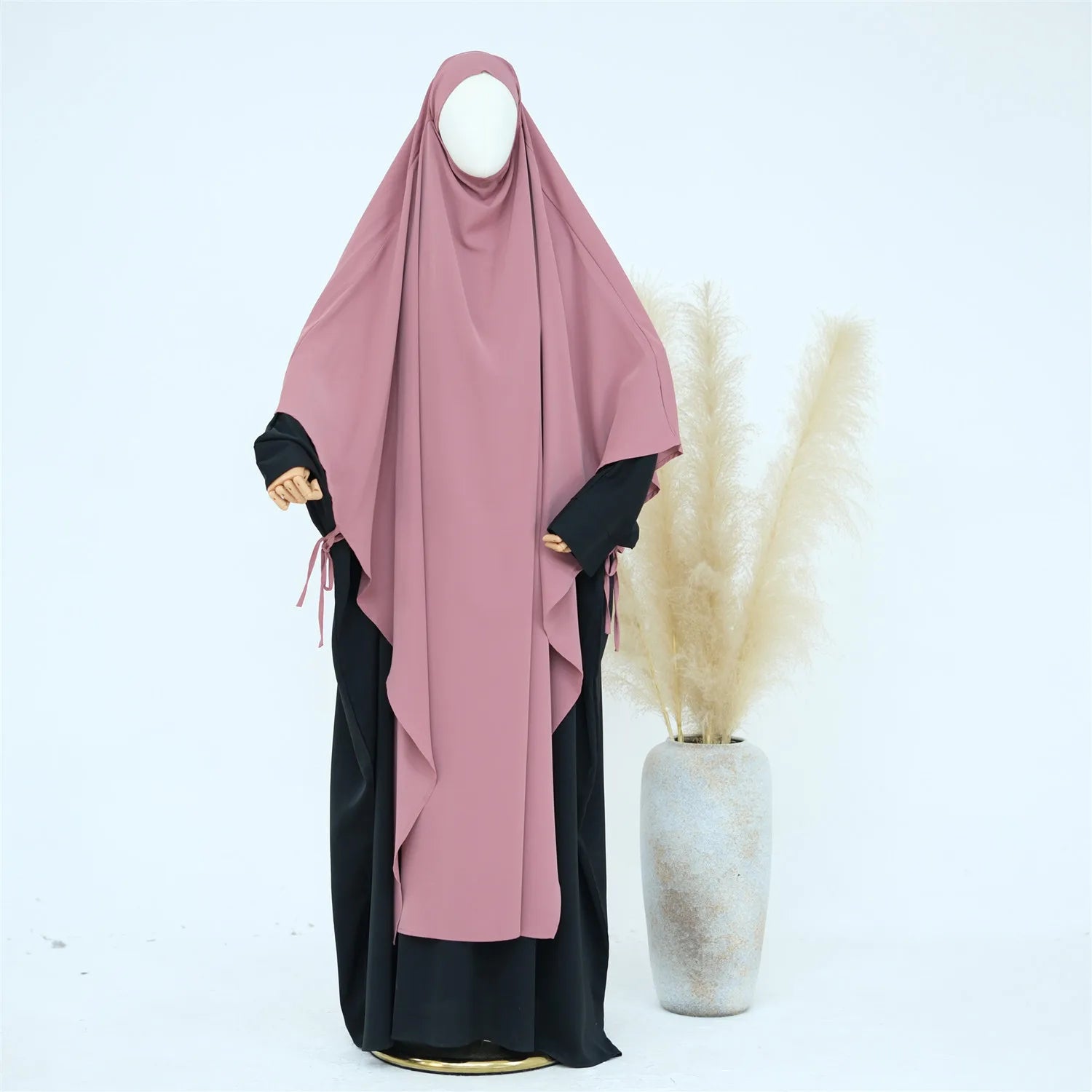 Premium Hijabi Extra-long Khimar  (No Dress), Islamic Prayer Abaya, Ties at Sleeves